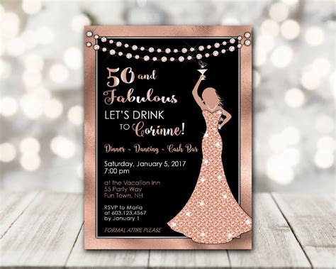 50th birthday invitation maker|Classy 50 .